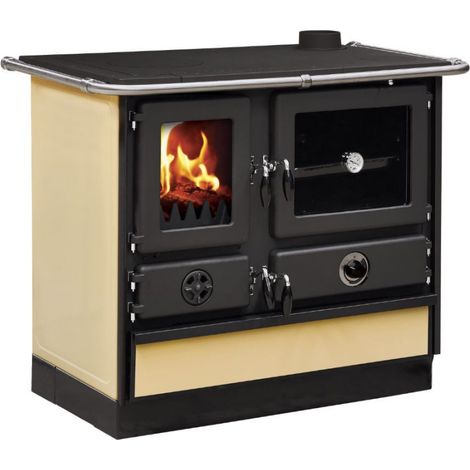 Interstoves – Cuisinière à bois Magnum Thermo MBS – Fonte 70% – Sortie droite – Chauffage central – Double combustion – Plaque cuisson haute température