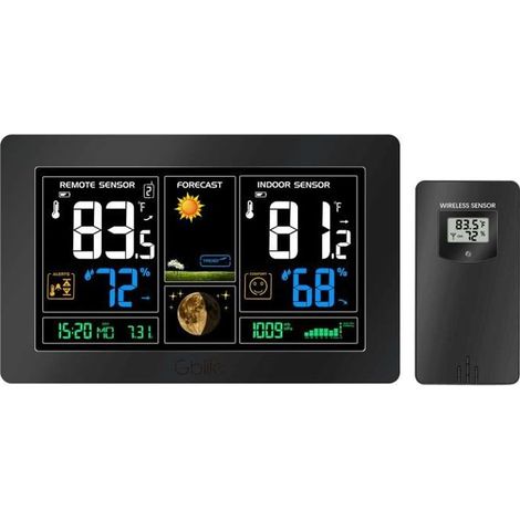 GBlife Station Météo Thermomètre Hygromètre Baromètre sans Fil avec Capteur Extérieur Heure Date Jour (PT3378) (1/4)