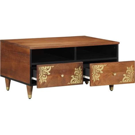 Table basse,Table d'appoint,Table de Salon marron miel 80 x 54 x 40 cm bois de manguier massif CFW40506 (1/5)