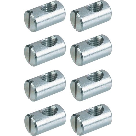 Cyclingcolors – 8x écrous cylindriques M6 – Acier pour assemblage meuble – Longueur 20mm – Connecteur pour lit bébé, berceau, table, chaise, armoire, étagère