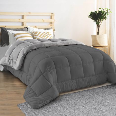 Edredón 200x200 CM ZOE polar biface gris y gris 400 gr (1/5)