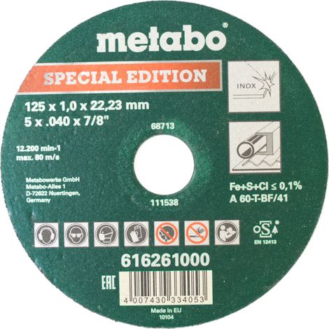Lot de 25 disques à tronçonner 125 mm - METABO 616261000