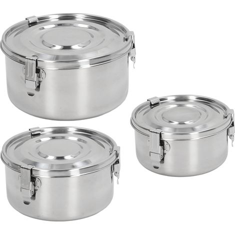 Boîte repas portable 3 pièces en acier inoxydable, réutilisable et facile à nettoyer, conteneur déjeuner étudiant pour aliments, fruits et légumes (1/5)