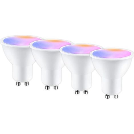 Ampoule Connectée Gu10 WiFi 5W 400LM LED RGB 2700K-6500K Compatible avec Alexa/Google Home, APP Télécommande, Contrôle Vocal, Ampoule Intelligente Aucun Hub Requis, 4 PCS (1/4)