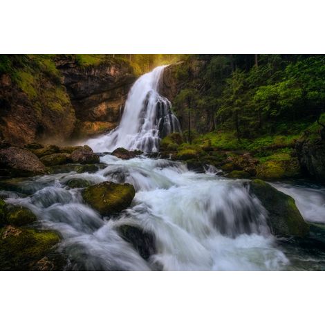 papier peint panoramique cascade vert, blanc et marron - Sanders & Sanders (1/3)