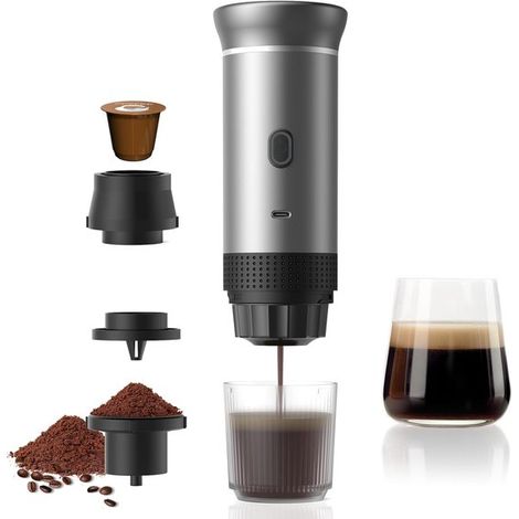 Cafetera de cápsulas portátil，cafetera de cápsulas de viaje para acampar，cafetera de cápsulas con autocalentamiento USB-C (1/2)
