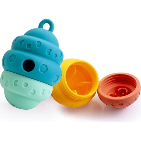 Juguete para cachorros, rompecabezas de silicona, mini dispensador de golosinas de lamido lento, forma de panal, juguete interactivo para perros de razas pequeñas y medianas, azul y verde (1/4)