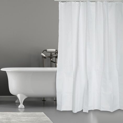 Cortina de ducha Poliéster 240x200cm Blanco - Anillas incluidas MSV