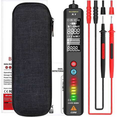 Multimètre testeur de tension double mode Maxrieny avec indicateurs LED, détecteur de points de rupture, localisation de fils sous tension, outils utilitaires FT (1/4)