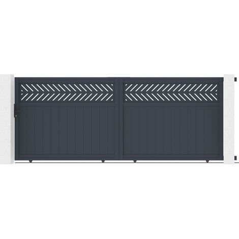 Portail coulissant aluminium 400x158 cm anthracite X-Metal (1/5)