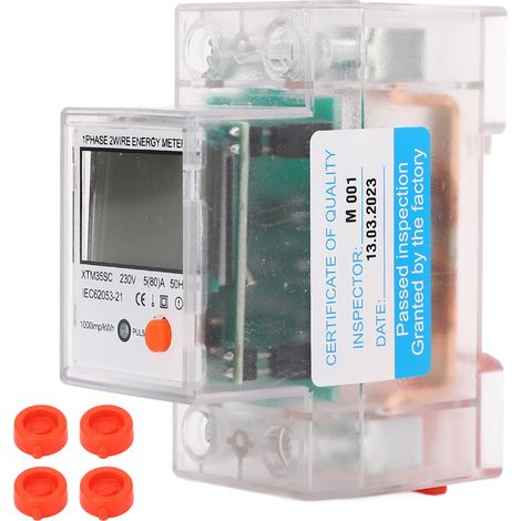 Compteur d'énergie monophasé 2P, montage sur rail DIN, compteur de consommation électrique, écran LCD rétroéclairé, 230 V-AquaForge (1/5)