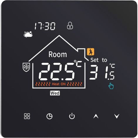 Thermostat intelligent programmable 2 en 1 pour chaudière/chauffage d'eau chaude sanitaire, avec 4 niveaux de réglage rétroéclairé (sans Wi-Fi). (1/5)