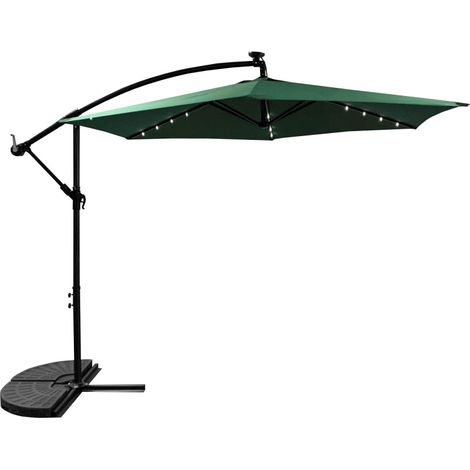 Aga Ombrellone da giardino 300 cm Verde scuro con illuminazione LED
