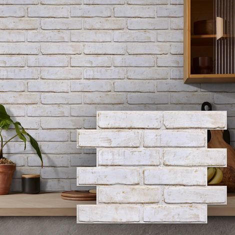 Panneaux Muraux 3D Adhesif Brique, 10 Pièces, 30 x 40 cm, Léger PVC AutoAdhésif Panneaux Muraux 3D Pierre Décoration Pour Décoration Intérieure (1/5)