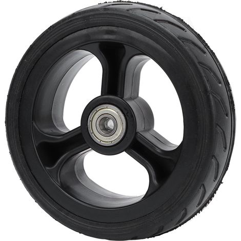 Roue de rechange de 12,7 cm (5 pouces) en caoutchouc plein avec roulement pour chariot de débroussailleuse à main (1/5)
