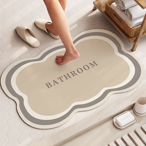 Tapis De Bain En Terre Diatomée - Absorbant Rapide Antidérapant Pour Salle De Bain Douche Entrée - 60 X 40 Cm - 1 Pièce (1/4)
