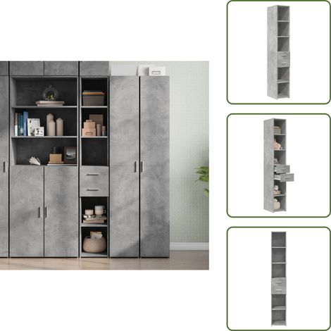 Buffet haut gris béton 30x42,5x185 cm bois d'ingénierie - Buffet Design Intemporel - Meuble Rangement - Buffet Haute Capacité - Buffet Gris - Mobilier Salon (1/5)