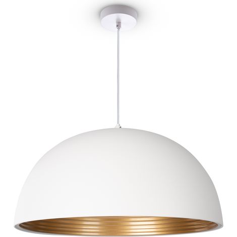 Paco Home Pendelleuchte Esszimmer Hängelampe Küchenlampe Esstischlampe Industriell Modern Pendelleuchte - Weiß, Gold (Ø40,5 cm)
