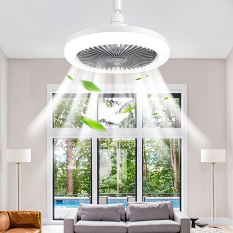 Ventilateur de plafond LED 30 W avec luminoir et télécommande, minuterie, 3 couleurs à intensité variable, 3 vitesses pour petits espaces, chambre à coucher-DOU