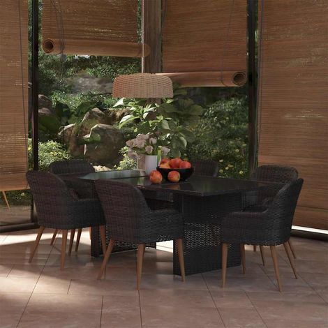 Ensemble à manger de jardin 7 pcs-Salon de jardin Résine tressée Noir 697903 (1/5)