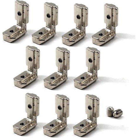 Raccord d'angles en forme de L avec vis - Fente en forme de T - Alliage de zinc plaqué nickel (1/4)