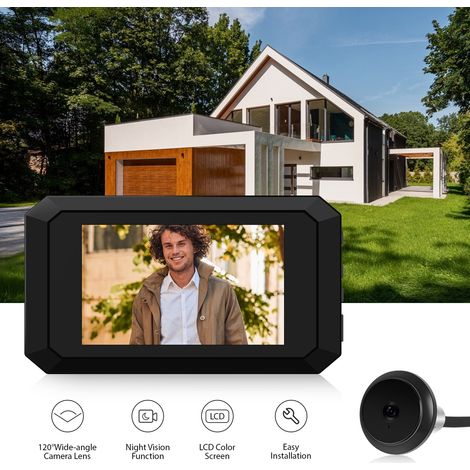 Viseur numérique judas 3,97 pouces LCD 2MP pour porte appartement caméra vision nocturne couleur 120° moniteur porte 1080P batterie 1400mAh intégrée Type-C rechargeable (1/3)