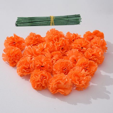 Fleur Artificielle Marigold / 50Pcs / Fleurs d'Oranges / DIY Décoration Divali Fête Maison Fleur Garland (1/5)