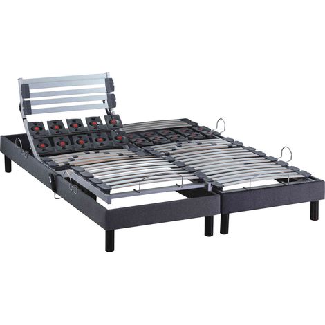 Sommier électrique de relaxation lattes + plots tissu anthracite 2x90x200 (1/5)