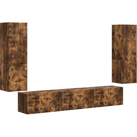 Ensemble meuble TV 4 pcs Chêne fumé Bois d'ingénierie