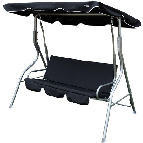 Aktive Garten Schaukelstuhl schwarz bequem 3 Plätze