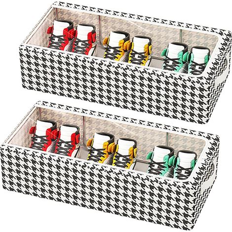 Confezione da 2 organizer per scarpe da armadio, contenitori portaoggetti, organizer per cappelli, contenitori per riporre oggetti sotto il letto, contenitori per scarpe pieghevoli e impilabili (1/2)