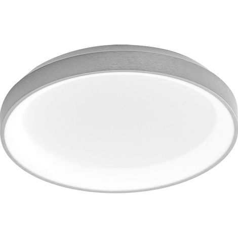 Krizia - Plafonnier LED dimmable 30W 3000K - Lumière chaude 2600lm, diffuseur opale, cadre blanc satiné, d.27 cm, design moderne