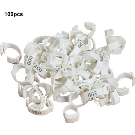 100 anneaux pour pattes de poulet, boucle réglable, faciles à assembler, Jikaix-White (1/5)