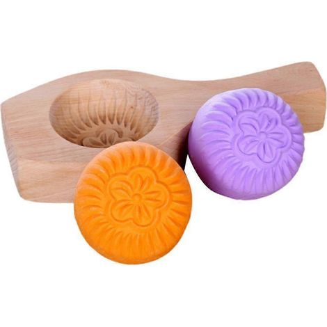 Moule à brioches vapeur à faire soi-même, moule à brioches, moules à gâteaux de lune en bois, tampons à biscuits en forme de fleur ( ) (1/5)