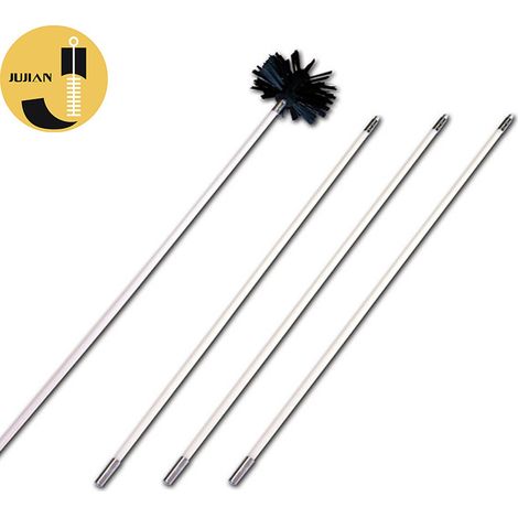 Nettoyage complet de poêle à granulés 6 m Brosse ramoneur flexible 100 mm Lot de 10 hérissons pour conduit de cheminée Accessoire d'entretien pour insert et poêle à bois (1/3)