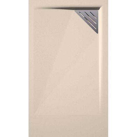Receveur de douche 90x160 cm extra plat TRINITY beige en résine minérale grille à Droite