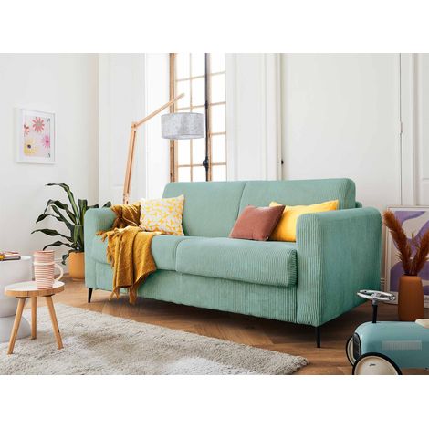 Owen - canapé 3 places convertible - couchage quotidien - matelas 12 cm - en velours côtelé