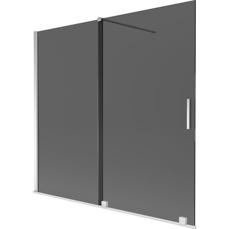 Mexen Velar 2-flügelige Badewannen-Faltwand 170 x 150 cm, Graphit, Chrom - 896-170-000-41-01 (1/2)