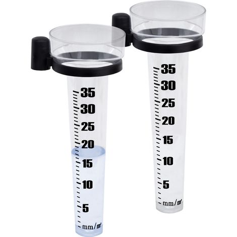 Regenmesser 25 cm mit Skala und Halterung - 2er Set - Niederschlagsmesser aus Kunststoff für Wetterstationen - Wassermengenmesser Wetterstation Zubehör Pluviometer Ombrometer Regenmengenmesser