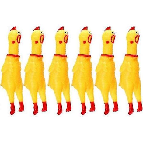 Un lot de 6 poussins en caoutchouc jaune, jouets en caoutchouc originaux et résistants. (1/5)