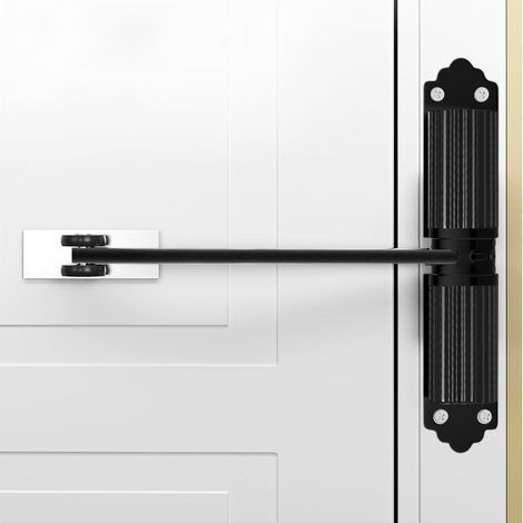 Ferme-porte automatique - Force de fermeture réglable - Levier de réglage à ressort - Ferme-porte pour porte de jardin, porte d'entrée, porte extérieure, porte de chambre, bureau, porte de jardin (1/5)