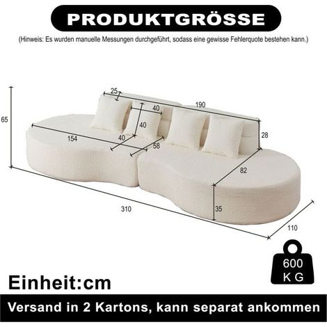 Canapé Modulable 2 pièces modulables mousse mémoire haute densité housse teddyfleece amovible lavable style moderne minimaliste (1/4)