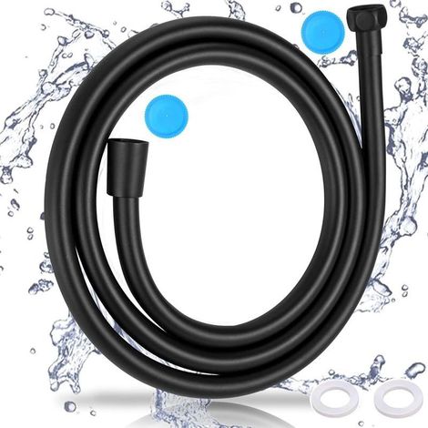 1,5 m langer Duschschlauch, verdreh- und knickfest, mattschwarzer Universal-Duschschlauch aus 1/2"-PVC mit Messingeinsatz (1/5)