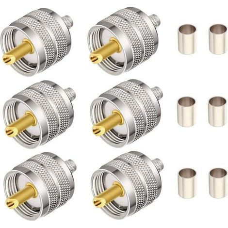 Connecteurs coaxiaux mâles à sertir UHF PL-259 pour câble coaxial RG58/U LMR195. Compatibles avec les radios Jambon. (1/4)
