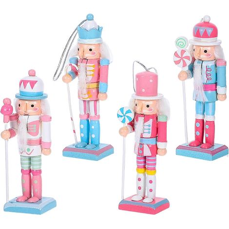 Ornements de Noël Casse-Noisette, Décorations de bureau, Ensemble de 4 figurines de soldats en bois (1/5)
