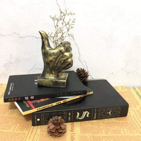 Statuette de main JeiibrZui - Sculpture décorative représentant un geste des doigts - 17 cm - 1 pièce - Art inspirant pour la maison et le bureau - Or (1/5)