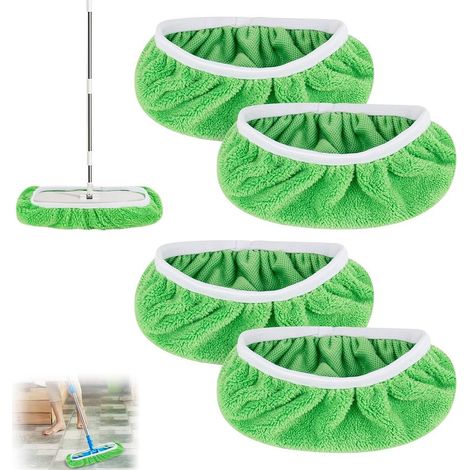 Ein Set aus 4 wiederverwendbaren Mopptüchern – geeignet für Nass- und Trockenreinigung, universelle Reinigungstücher.