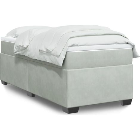 Boxspringbett mit Matratze Hellgrau 90x200 cm Samt