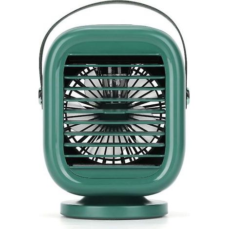 Ventilador de aire acondicionado recargable por USB con rotación de 120° y batería de 2000 mAh, humidificador de 3 etapas y ventilador con espejo para uso doméstico, de oficina y en exteriores. (1/5)
