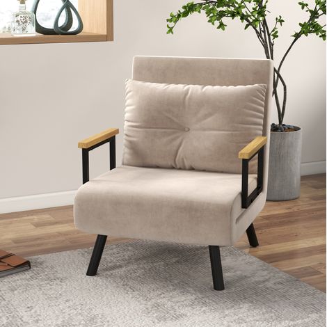 Schlafsessel mit Bettfunktion verstellbar Beige 63x73 cm OKMYHOME (1/3)